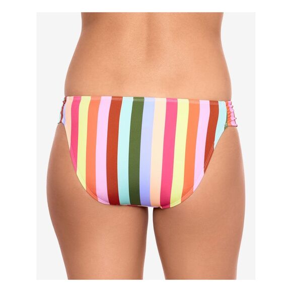 SALT + COVE Women's Pink Multi-Stripe Tab Sides Hipster Swimsuit Bottom L - Picture 2 of 2